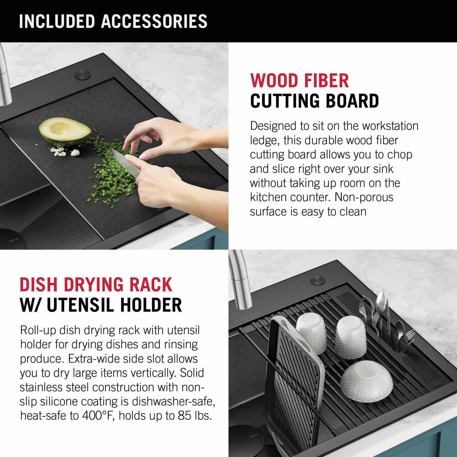 33&rdquo; Drop-In Top Mount&nbsp;16 Gauge Workstation Kitchen Sink Single Bowl&nbsp;with WorkFlow&trade; Ledge and Accessories